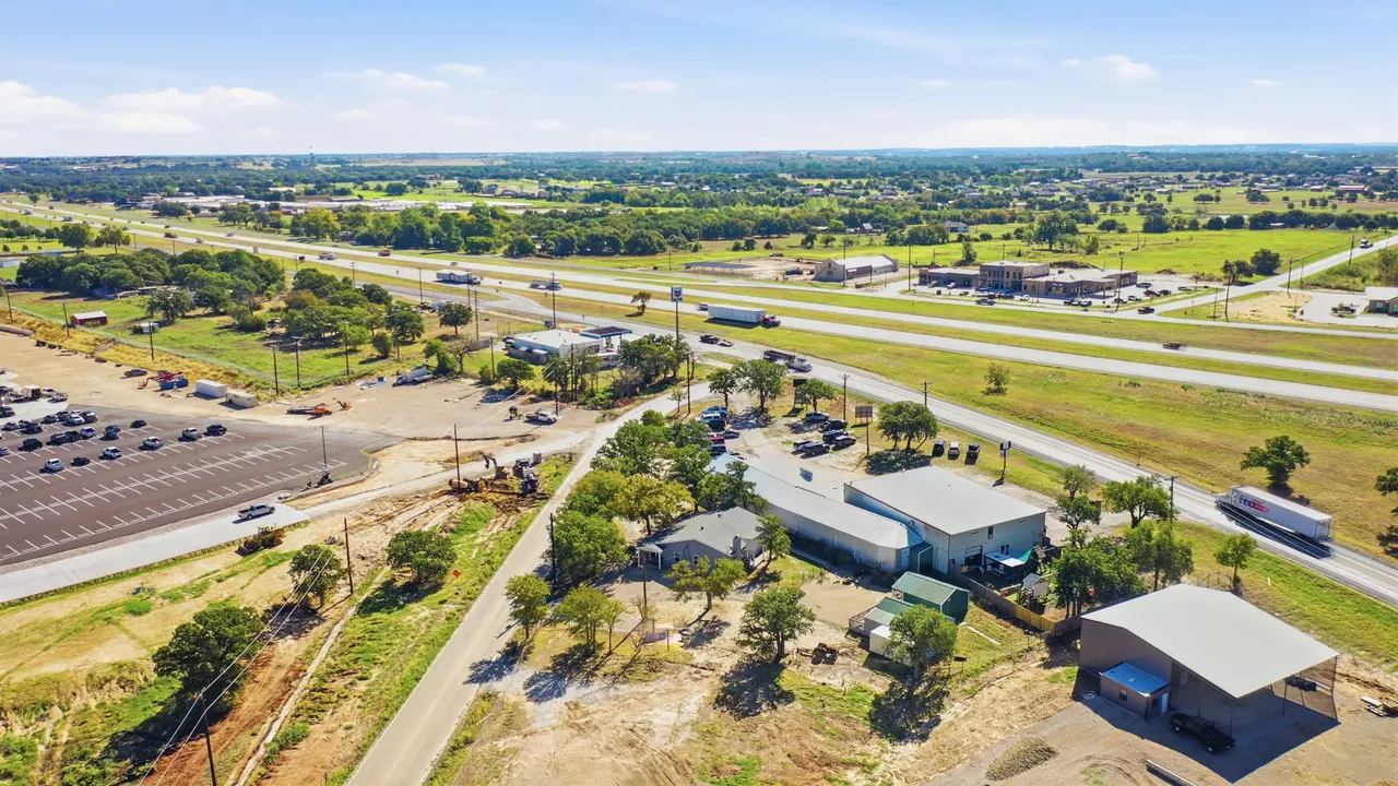 Aerial view of the property beside the interstate frontage road